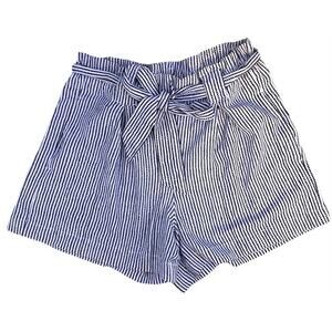 Max Studio Women's Paperbag Mini Shorts w/ Belt Striped Dotted Print Size XS/S